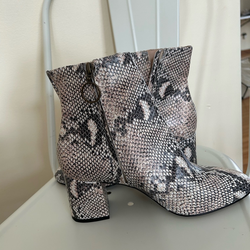NEW Able - real leather bootie. Snakeskin. Never worn.